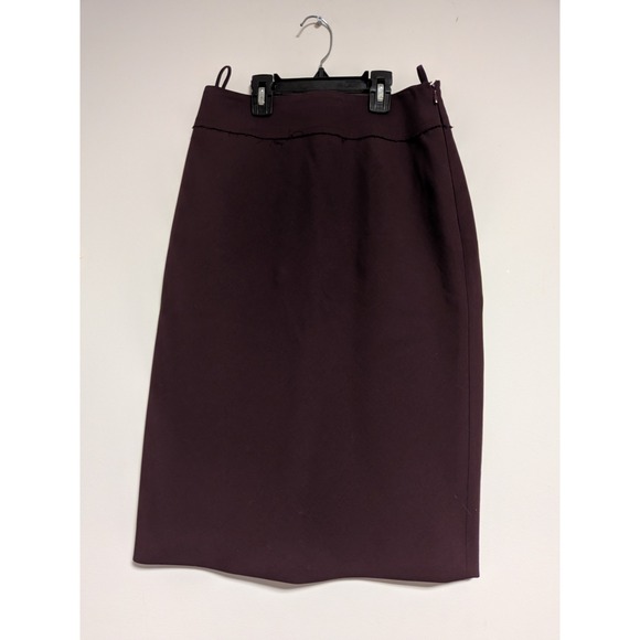 Salvatore Ferragamo Dresses & Skirts - Salvatore Ferragamo‎ Burgundy Wool Blend Raw Edge Pencil Skirt Made in Italy 40